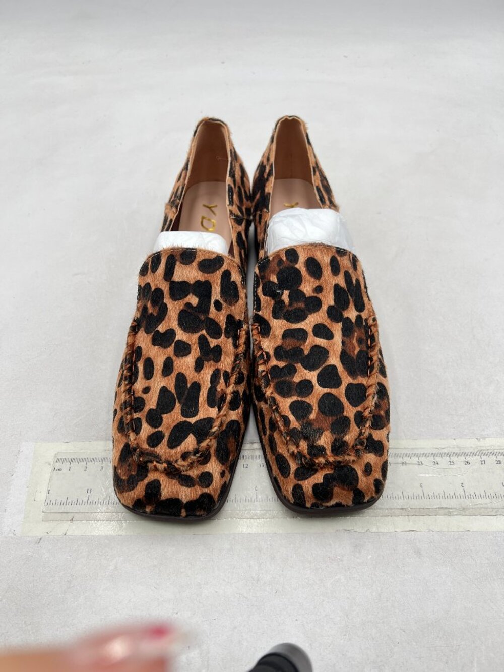 YDN Leopard Chunky Low Heeled Loafer Closed Squared Toe Slip On Fashion Shoes - Picture 3 of 8